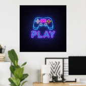 Neon Play Gamer Poster (Heimbüro)