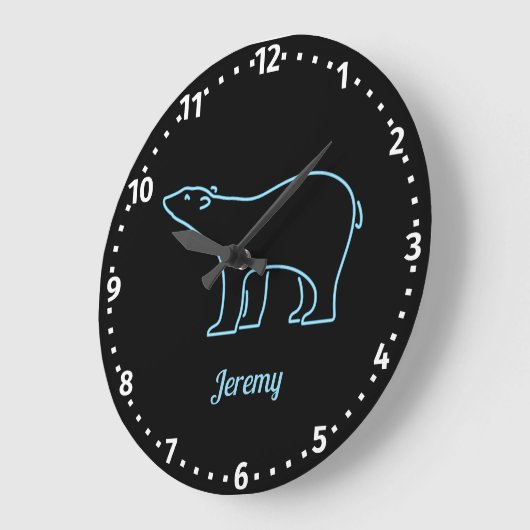 Neon Polar Bear Personalisiert Große Wanduhr (Winkel)