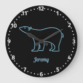 Neon Polar Bear Personalisiert Große Wanduhr (Vorderseite)