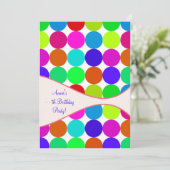 Neon Polka Dot Girls beliebiges zweitägiges Party Einladung (Stehend Vorderseite)