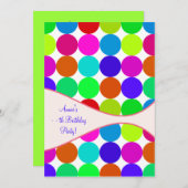 Neon Polka Dot Girls beliebiges zweitägiges Party Einladung (Vorne/Hinten)