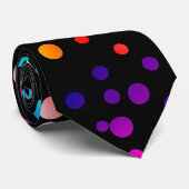 Neon Polka Dots auf Black Krawatte (Gerollt)