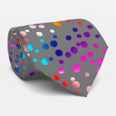 Neon Polka Dots auf Gray Krawatte (Gerollt)