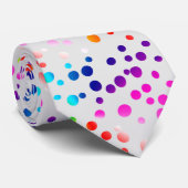 Neon Polka Dots auf Silver Gray Krawatte (Gerollt)