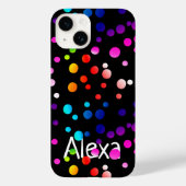 Neon Polka Dots mit Namen Case-Mate iPhone Hülle (Rückseite)