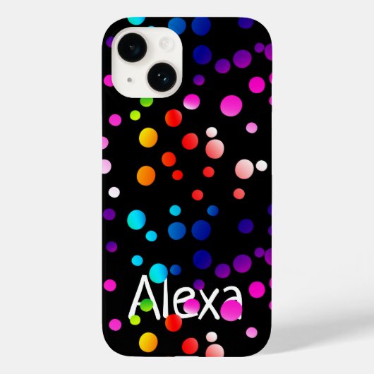 Neon Polka Dots mit Namen Case-Mate iPhone Hülle (Rückseite)