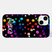Neon Polka Dots mit Namen Case-Mate iPhone Hülle (Rückseite (Horizontal))