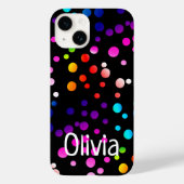 Neon Polka Dots mit Namen Case-Mate iPhone Hülle (Rückseite)