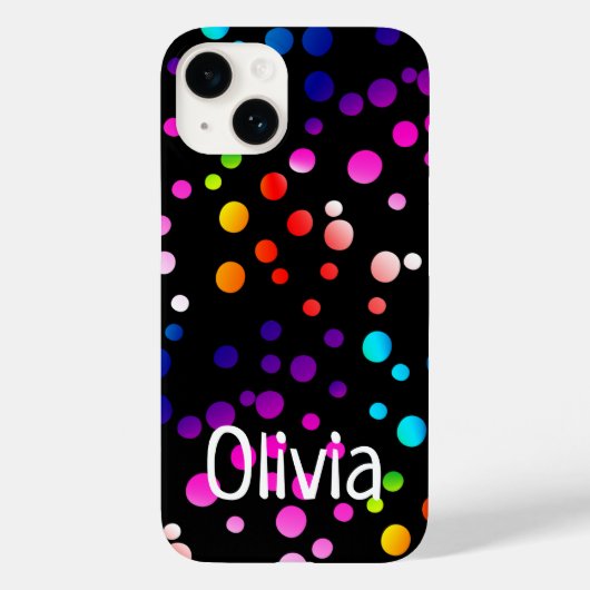 Neon Polka Dots mit Namen Case-Mate iPhone Hülle (Rückseite)