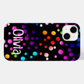 Neon Polka Dots mit Namen Case-Mate iPhone Hülle (Rückseite (Horizontal))