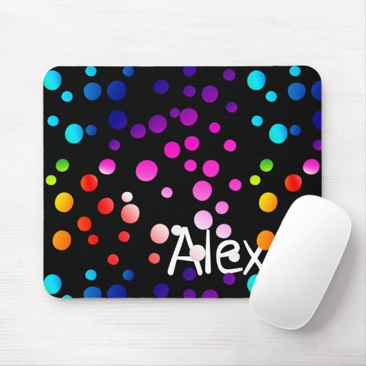 Neon Polka Dots mit Namen Mousepad (Mit Mouse)
