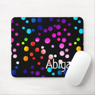 Neon Polka Dots mit Namen Mousepad