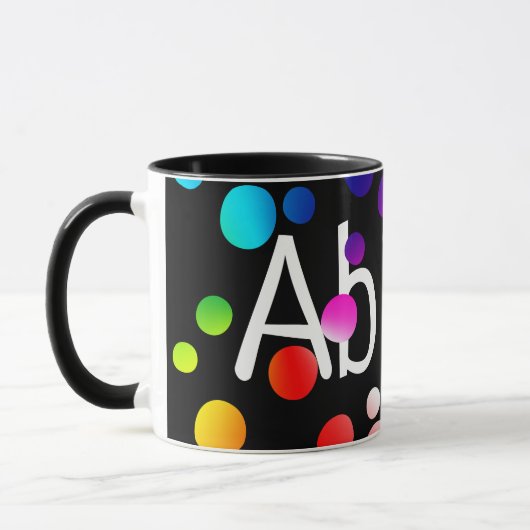 Neon Polka Dots mit Namen Tasse (Links)