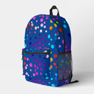 Neon Polka Dots on Blue Bedruckter Rucksack