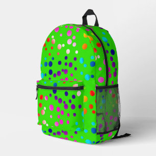 Neon Polka Dots on Lime Green Bedruckter Rucksack
