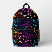 Neon Polka Dotson Black Bedruckter Rucksack (Vorderseite)