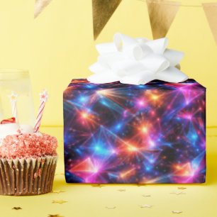 Neon-Polygon-Abstrakt mit Explosionen Geschenkpapier
