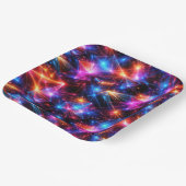 Neon-Polygon-Abstrakt mit Explosionen Pappteller (Gewinkelt)