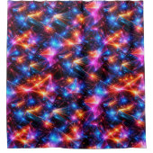 Neon-Polygon-Abstraktion mit Explosionen Duschvorhang (Vorderseite)