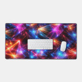 Neon-Polygon-Abstraktion mit Explosionen Schreibtischunterlage (Tastatur & Maus)