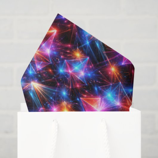 Neon-Polygon-Abstraktion mit Explosionen Seidenpapier (Geschenktüte)