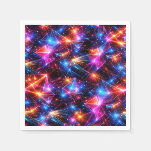 Neon-Polygon-Abstraktion mit Explosionen Serviette (Vorderseite)