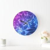 Neon Polygonal: Pink Blue 3D. Große Wanduhr (Zuhause)