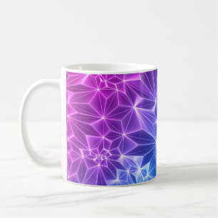 Neon Polygonal: Pink Blue 3D. Kaffeetasse