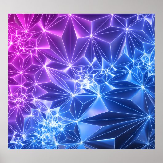 Neon Polygonal: Pink Blue 3D. Poster (Vorne)