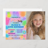 Neon Pool Geburtstagseinladung mit Foto Einladung (Vorne/Hinten)