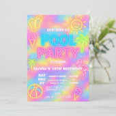 Neon Pool Geburtstagsparty Einladung (Stehend Vorderseite)
