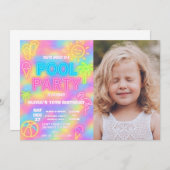 Neon Pool Geburtstagsparty Einladung (Vorne/Hinten)