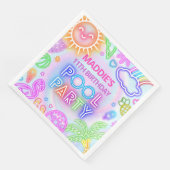 Neon Pool Party Geburtstag Napkins Serviette (Ecke)
