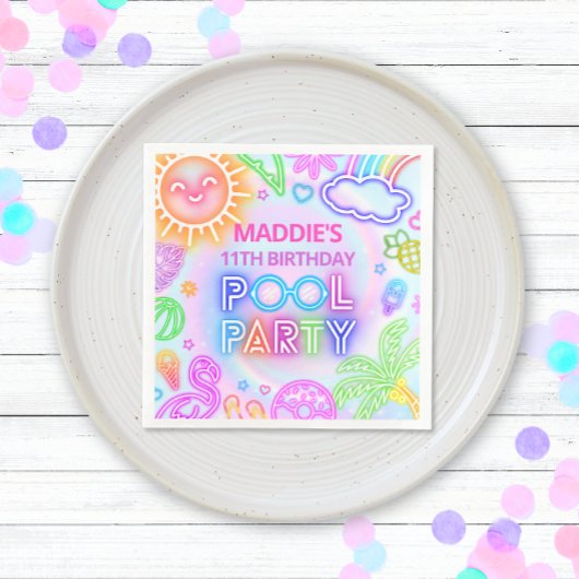 Neon Pool Party Geburtstag Napkins Serviette