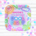 Neon Pool Party Geburtstagspapier-Teller Pappteller<br><div class="desc">Lassen Sie sich mit den Tellern des Pool Party Paper von Ihrem Pool-Party verwöhnen! Diese Teller mit einem lebhaften Neondesign, das alle wesentlichen Elemente eines Poolbashs bestechen kann - von einer blendenden Sonne und Palmen bis hin zu spielerischen Schwimmbädern und Flamingos - werden Ihren Feiern mit Sicherheit einen Pop voller...</div>