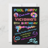 Neon Pool Party Geburtstagsparty Einladung (Vorderseite)