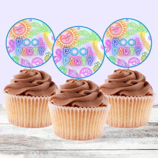 Neon Pool Party Stickers