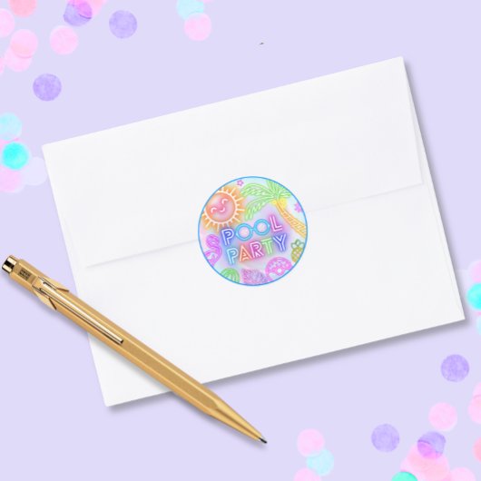 Neon Pool Party Stickers