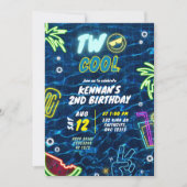 Neon Pool Sommer Zwei Coole 2. Geburtstag Einladung (Vorderseite)