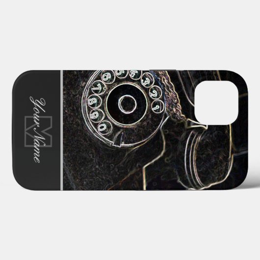 Neon-Pop-Art altes Retro-Telefon mit Monogram! Case-Mate iPhone Hülle (Rückseite (Horizontal))