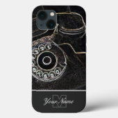 Neon-Pop-Art altes Retro-Telefon mit Monogram! Case-Mate iPhone Hülle (Rückseite)