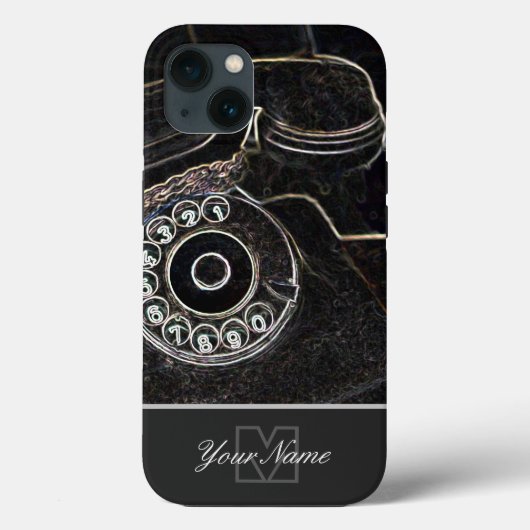 Neon-Pop-Art altes Retro-Telefon mit Monogram! Case-Mate iPhone Hülle (Rückseite)