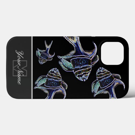 Neon-Pop-Art Aquarium Fisch mit Monogram! Case-Mate iPhone Hülle (Rückseite (Horizontal))