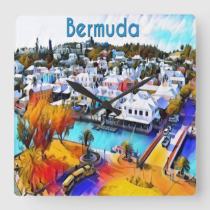 Neon Pop Art Bermuda Wanduhr