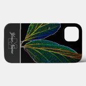 Neon-Pop-Art Blatt Venen Makro mit Monogram! Case-Mate iPhone Hülle (Rückseite (Horizontal))