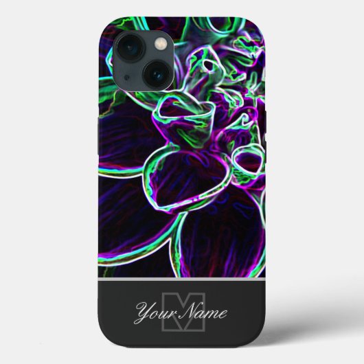 Neon-Pop-Art Blütenmakro mit Monogram! Case-Mate iPhone Hülle (Rückseite)