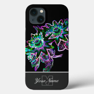 Neon-Pop-Art Blütenmakro mit Monogram! Case-Mate iPhone Hülle