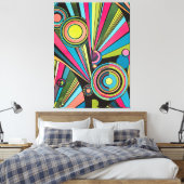 Neon Pop Art Deco: Electric Geometric Radio Waves  Leinwanddruck (Insitu (Schlafzimmer))