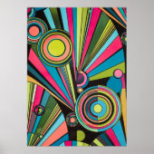 Neon Pop Art Deco: Electric Geometric Radio Waves  Poster (Vorne)