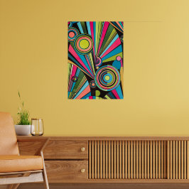 Neon Pop Art Deco: Electric Geometric Radio Waves Poster